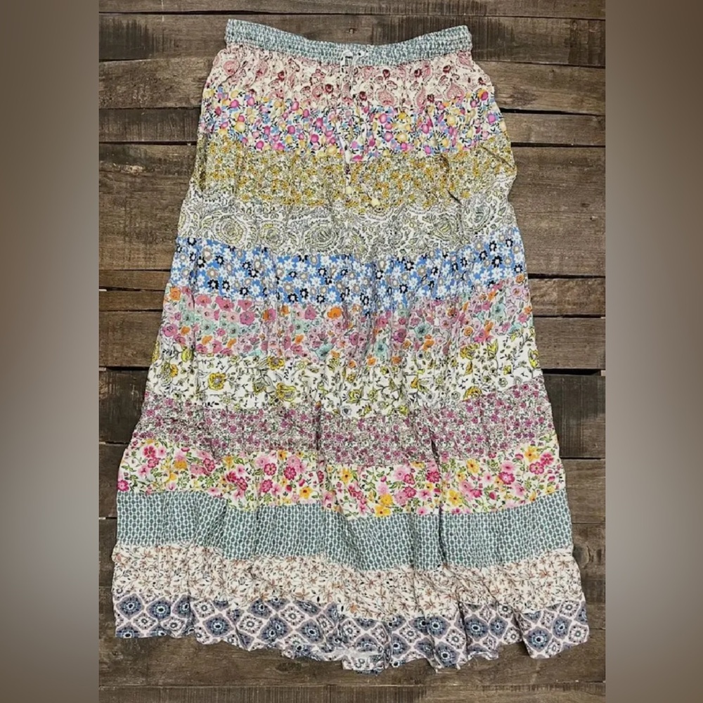 Jaded Gypsy Patchwork Dreams Maxi Skirt, Floral, Free Size Fits XS-XL - Picture 2 of 3